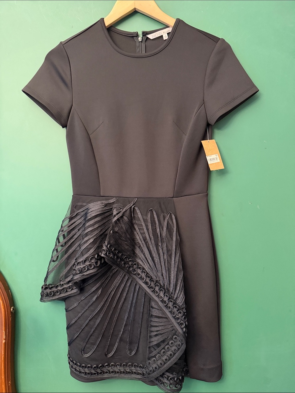 RACHEL Rachel Roy Black Mini Dress with Sculpted Overlay Womens 2 NWT